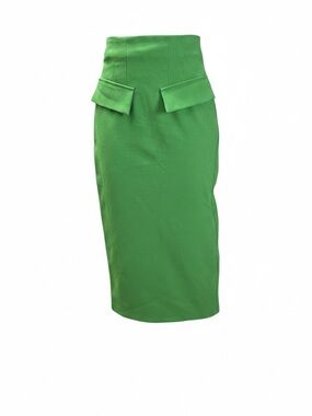 Zara Bright Green High-Waist Pencil Skirt with Flap Pockets